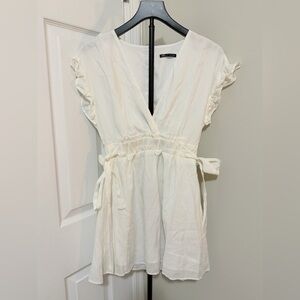 Zara White Wrap Dress with V-Neck